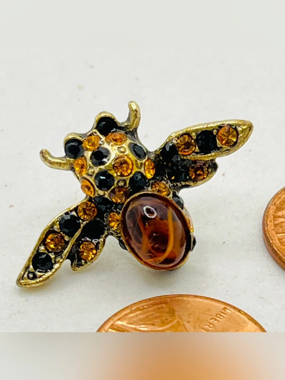 Gold-Tone Amber & Black Bee Brooch - Women Jewelry